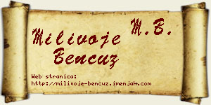 Milivoje Bencuz vizit kartica